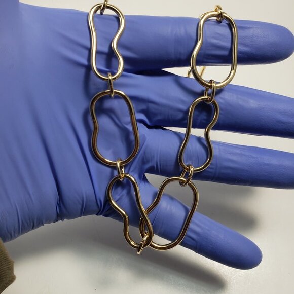 Gold-Tone Abstract Link Chain Hoop 18-inch Necklace – Women's Fashion Jewelry - Picture 4 of 7